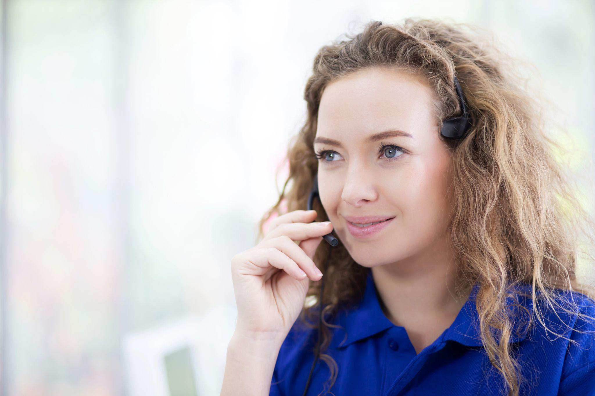 Customer service agent in an startup office. 